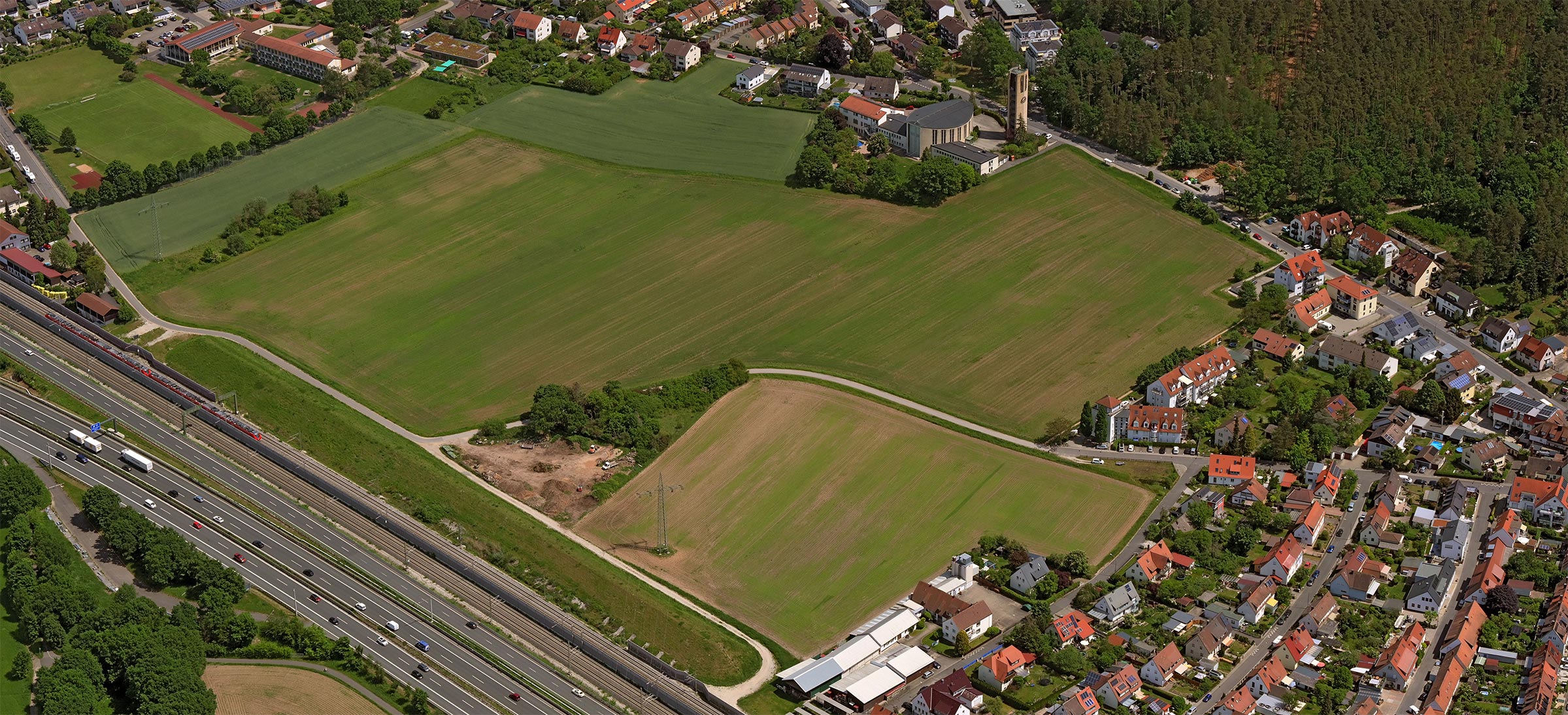 Luftaufnahme der Posteläcker Bubenreuth